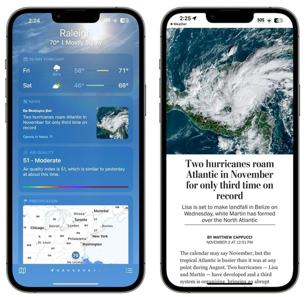 兴仁苹果14维修分享iPhone 14手机如何看天气时顺带看新闻 