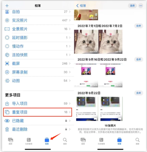 兴仁苹果手机维修分享iOS 16 中相册重复项目功能使用方法 